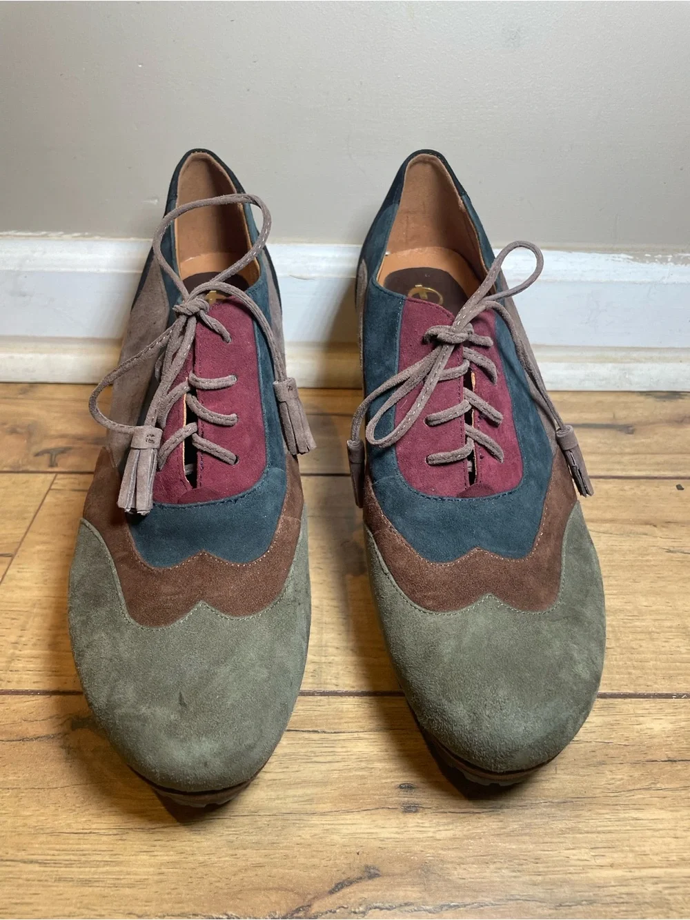 Earthies Multicolor Suede Lace-Up Platform Bootie